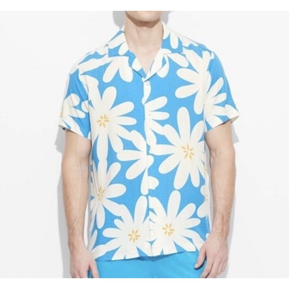 NWT Original Use Blue White Floral Resort Shirt Men’s Small Hawaiian Camp
